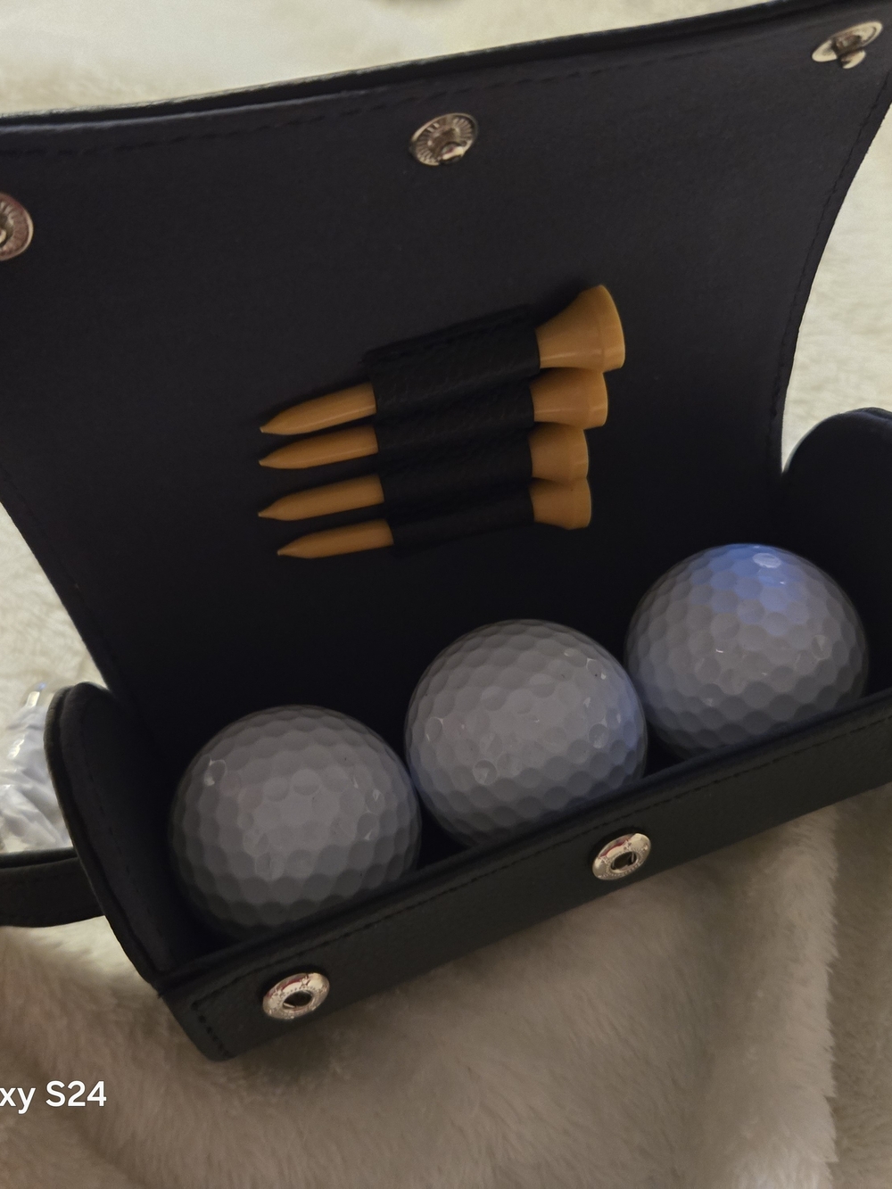 Men's Black Golf Ball and Tee Carry Case with Yellow Tees
